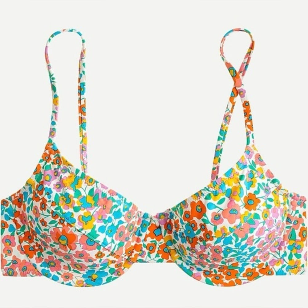 J.crew Womens 1993 Floral Underwire Bikini Top in Rainbow size 32C
